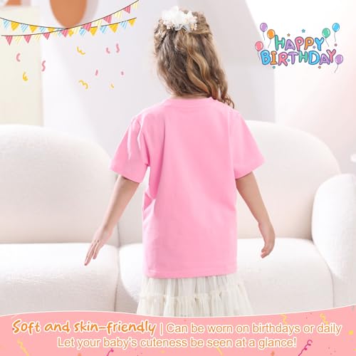 Image of Lovekider Girls Birthday T Shirts Cotton Short Sleeve T-Shirts Tee Party Clothing 3-6 Years