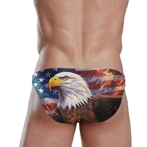 Men's American Bald Eagle 4th of July Independence Day Swim Briefs Bikini Swimsuit S 202a02804