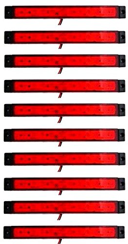 10 strisce LED a 12 SMD rossi, 24 V, luci di ingombro o posteriori per rimorchi, camion, autoarticolati, caravan