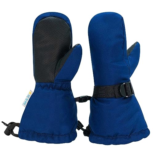 JAN & JUL Toddler Winter Mittens Waterproof for Girls Boys (Nebula blue, S: 2-4Y)