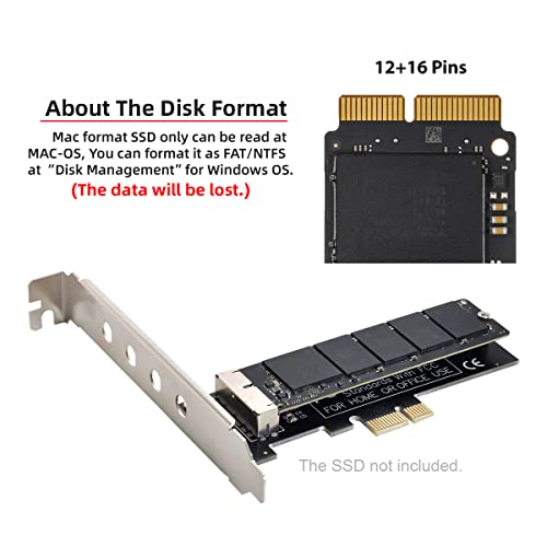 Cablecc PCI Express PCI-E 1X to 12+16Pin 2013-2017 Mac Pro Air SSD Convert Card for A1493 A1502 A1465 A1466 - Image 2