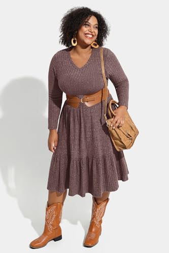 Image of RITERA Plus Size Dresses for Curvy Women Summer Spring Womens Dress V Neck Short Sleeve Casual Dress with Pockets XL-5XL