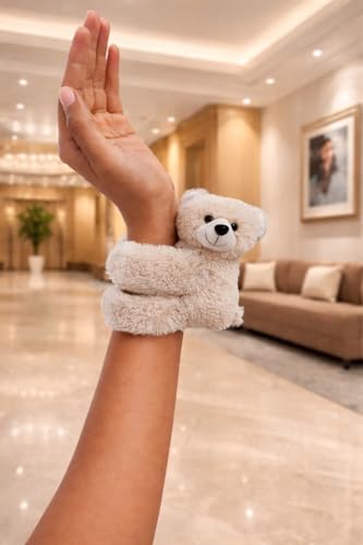 Image of ByNems Teddy Bear Hair Clip, Beige, Soft Plush, Super Soft, 15-20 cm, for Kids and Women