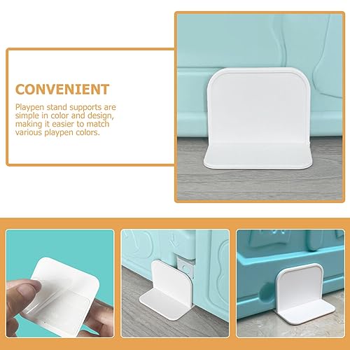 Image of SOLUSTRE 4 Pack Playpen Stabilizers Adhesive Playpen Fixator Plastic Base Feet Support Secure to Floor Baby Play Pen Stabilizer 2.75 X 2.75 X 2.16 in
