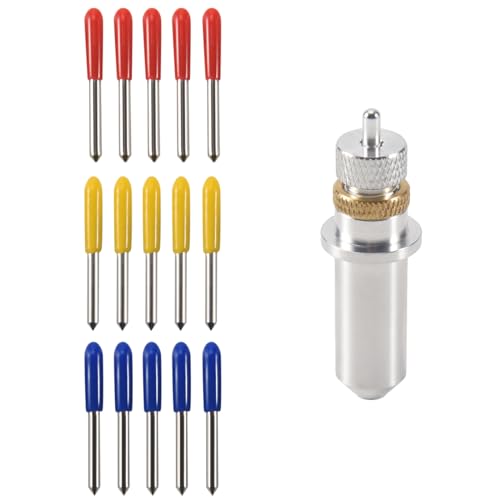 Jkjhbhged 15 PCS 30/45/60 Degree Vinyl Cutter Carbide Blades with Blade Holder Blade Housing for Silhouette Cameo 3 Vinyl Cutting Machines