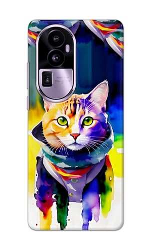 Image of Printed Hard Back Cover for Oppo Reno10 Pro+ Plus 5G Back Cover (Coloured Cat) -190724(EA)