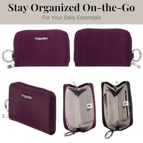 Baggallini Deluxe Card Case - Lightweight 5.5"x3.3" RFID Protected Womens Wallet Card Holder, Mulberry, One Size by Baggallini - Used condition - Image 4