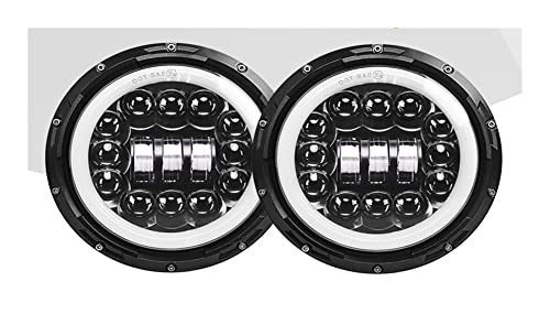 Jiaan 7 Inch LED Headlight with Halo Ring Amber 90W 30W Hi/Lo Dot E9 Turn Signal for Offroad VAZ Lada Motocycle Niva 12V 24V Very Well (Color : Multi)