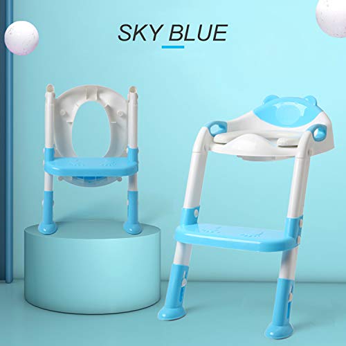 Potty Training Seat Step Stool Ladder Toddlers,Potty Training Toilet Seat Kids,Toilet Training Potty Chair for Boys Girls (Sky Blue)