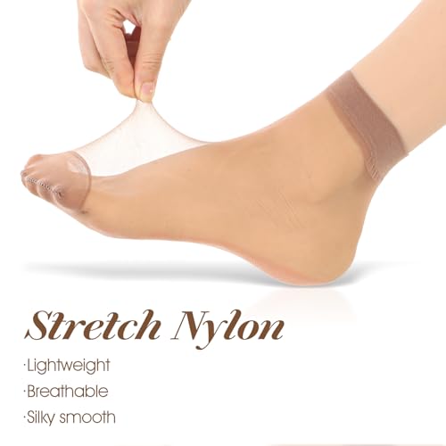 20 Pairs Sheer Ankle Socks See Through Socks Women Soft Tight Hosiery with Reinforced Toe Summer Thin Sock for Flats Breathable Thin Cool See Through Stylish Calf Silk Sock for Women Girls2