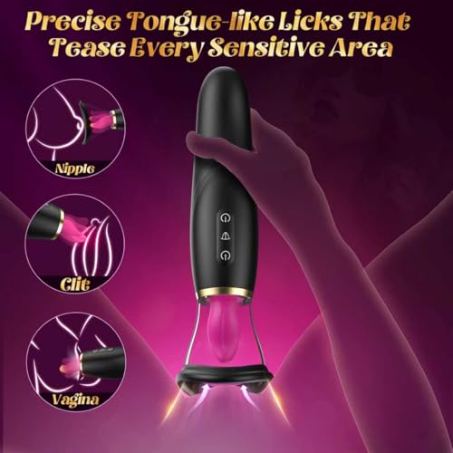 Image of Sucking Vibrator Sex Toys for Women - Tongue Vibrators Women Sex Toy for Clitoral Nipple with 7 Licking & Scuking Clitoral & 10 Vibration Mode, Removable Cup G Spot Adult Sex for Woman Couples