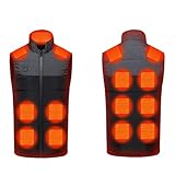 LIUHD 15 Heating Zones Heated Vest for Men/Women,Windproof Electric Heating Softshell Sleeveless Sports Jacket,Gray,XL