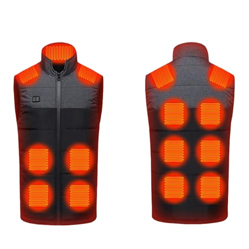 LIUHD 15 Heating Zones Heated Vest for Men/Women,Windproof Electric Heating Softshell Sleeveless Sports Jacket,Gray,XL