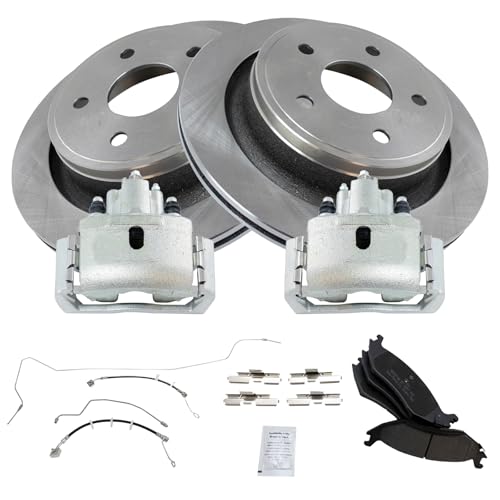 Image of TRQ Rear Brake Pad & Rotor Kit Semi-Metallic Compatible with 2014-2017 Ram 1500