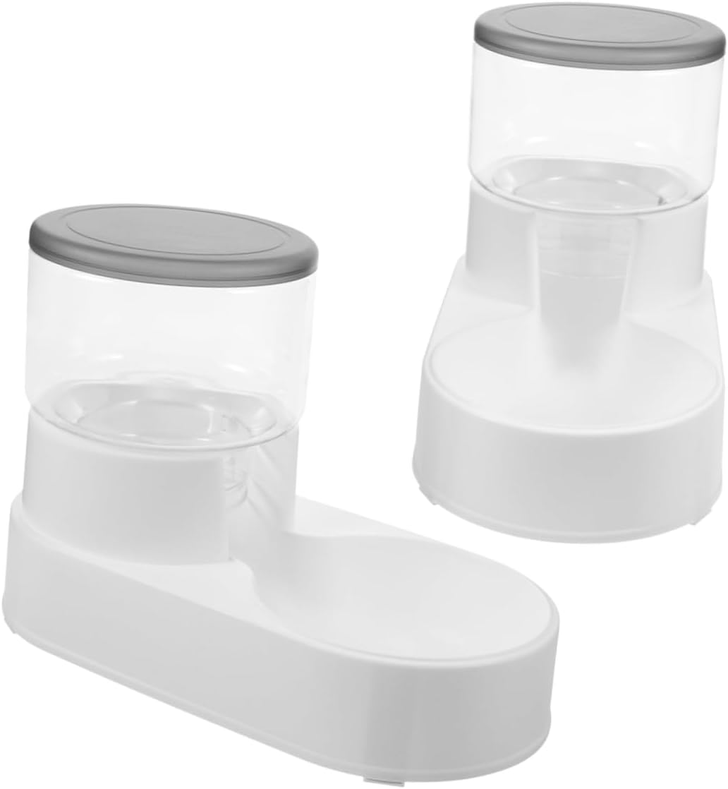 2pcs Automatic Pet Water Feeder Gravity Design Dog Cat Water Dispenser for Easy Filling No Spill Pet Supply Compact Lightweight Gentle Grey