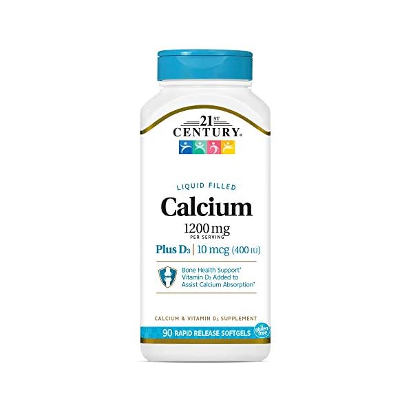 21st Century Calcium Plus D3 Liquid Filled Softgel, 1200 mg, 90 Count