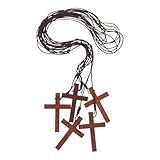 ibasenice 5 Stück Holzkreuz Halsketten mit Handgeschnitztem Holzanhänger Hautfreundlich Unisex Christlicher Schmuck für Auto Alltag und Gebet