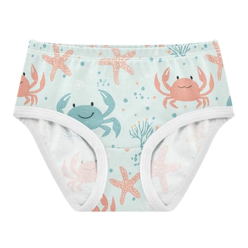 ZZKKO Cute Cartoon Crabs Starfish Girls Underwear Toddler Panties for Girls Comfort Brief Size 2-8T - Main Image