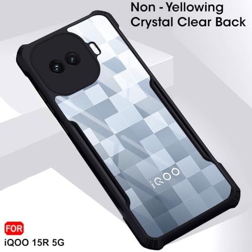 Image of TheGiftKart for iQOO 15R Case | Shockproof Design | Transparent Crystal Clear Back | 360 Degree Protection | iQOO 15R Back Cover (PC & TPU, Black Bumper)