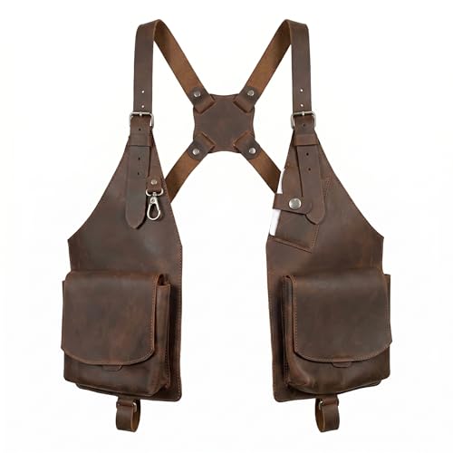 Bolso de hombro medieval de cuero legítimo con acabados vintage retro