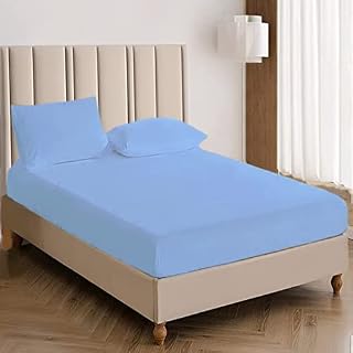 Cotton Comfort 100% Egyptian Cotton 400 Thread Count Fitted Sheet, Sky Blue, King