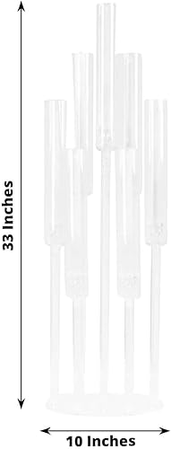 Miniatura 3 de Efavormart - Candelabro redondo de acrílico transparente de 7 brazos, soporte para velas con base circular, 33 pulgadas de alto