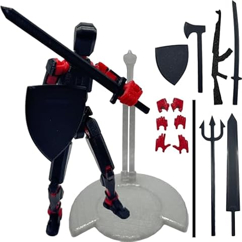 QAONIE 3D Printed Action Figure 5.54-inch Dummy13/T13/Nova13, Full Body Mechanical Movable Toy, Multiple Accessories, Hand Painted Figure, Desk Decoration (Black) Cover