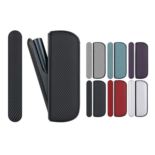 Vikvokrケース IQOS適用するイルマi アイコス互換機ILUMA あいこす対応 ドアカバー含む、カーボンファイバー調 6色展開 耐衝撃 防指紋 (ブラック)