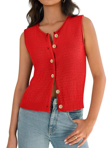 Womens Sweater Vest Sleeveless Tank Tops Crew Neck...