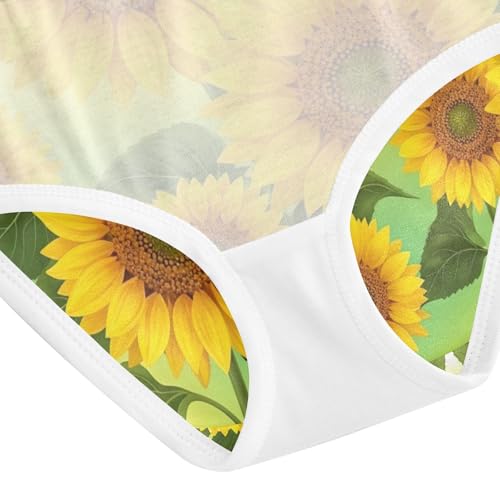 Toddler Panties, Yellow Sunflowers Green Leaves Cotton Girls Underwear, 2T–8 Years4