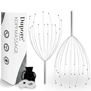4in1 DUPORE ® [DAS ORIGINAL] 2x Premium Kopfmassagegerät – Verbessertes Konzept – Kopfmassage Spinne – Kopfkrauler Mit 20 Fingern – Head Massager – Kopf Massagespinne + 2x GRATIS Akupressurring