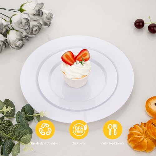Image of Goodluck 200PCS White Plastic Plates, Heavy Duty Disposable Plates