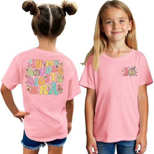 Ritatte in My Double Digits Era Shirt Girls 10th Birthday T-Shirt 10 Year Old Girl Birthday Party Summer Short Sleeve Tees