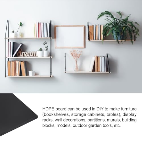 Image of 48 inch x 24 inch x 1 /2 inch HDPE Plastic Sheet, High Density Polyethylene Sheet Cutting Board Black Solid Block, [for DIY, Home Floor]