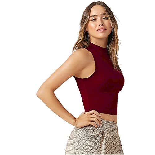 Image of Women's Solid Ribbed Crop Tank Top - Stylish Western Sleeveless Top for Girls