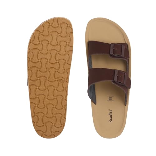 STYVORA Men's Dual-Strap Slip-On Sandals, Brown - Image 3