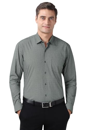 Image of Peter England Men's Formal Shirt with All-Over Print - Cotton, Full Sleeves, Regular Fit