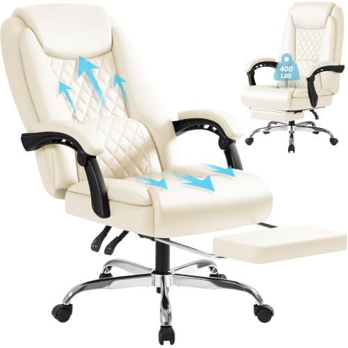 Image of Homall Executive Home Office Chair with Lumbar Support,400lbs Adjustable Ergonomic High Back Office Chair Reclining Managerial Chair for Home Office (Beige)