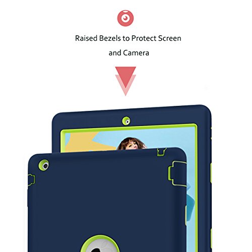 Ipad 2/3 / 4 Case, Hocase Rugged Slim Shockproof Silicone Protective Case Cover For 9.7 Ipad 2Nd / 3Rd / 4Th Generation - Navy Blue/Fluorescent Green #TOP4