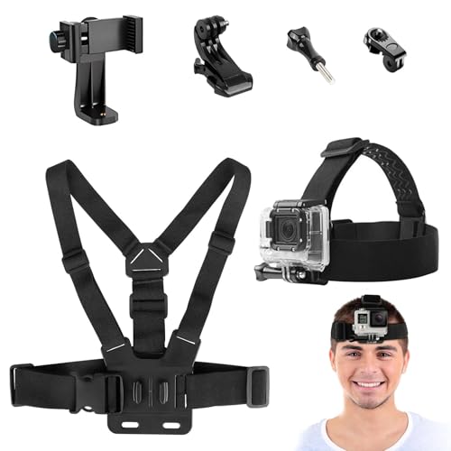 Dexpally Lot de 6 Harnais Poitrine Fixation Sangles de Caméra d'action Harnais Telephone 3 en 1 Harnais Telephone Portable Poitrine Harnais pour GoPro Hero...