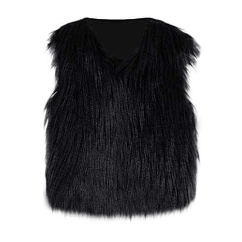 Kids Girls Faux Fur Vest Waistcoat Warm Sleeveless Cardigans Fuzzy Lightweight Fur Jacket Outwear for 2-7 Years