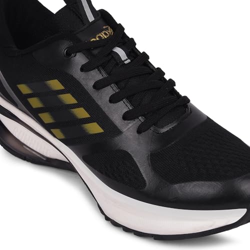 Image of Liberty Leap7x RUNNY-1E Lacing Sports Running Shoes for Men - White & Black | Comfortable and Durable Lace-Up Closure - Suitable for Lacing Walking, Gym, Jogging Shoes for Gents - Cushioned Footbed
