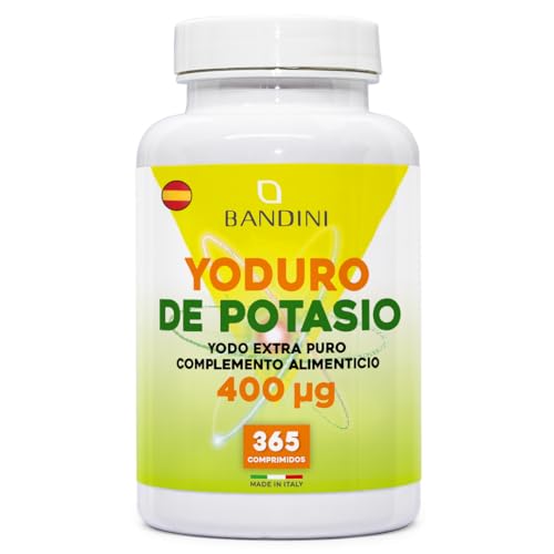 Bandini® Yodo Suplemento 400 mcg - 365 Tabletas Veganas de Alta Potencia - Yoduro de Potasio 400µg por Comprimido - Suministro para más de 1 año - Alta Biodisponibilidad - Sin Gluten, OGM y Alérgenos
