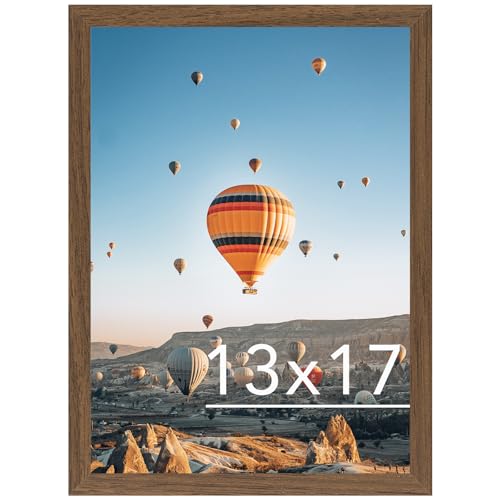 Image of JCJMY 13x17 Picture Frame Brown for Wall Hanging, Wall Mounting Horizontally or Vertically, 13 x 17 Wall Gallery Poster Photo Frame with Shatter Resistant Plexiglass, Brown