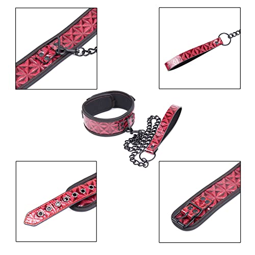 PIIKNUO Leder Halsband SM mit Leine Ketten Bondage Erotik Halsband Sexspielzeug Fesseln Bondage Erotik Fetisch SM Slave Cosplay Sex Toys für Bondage Liebhaber Paare Anfänger und Fachmann