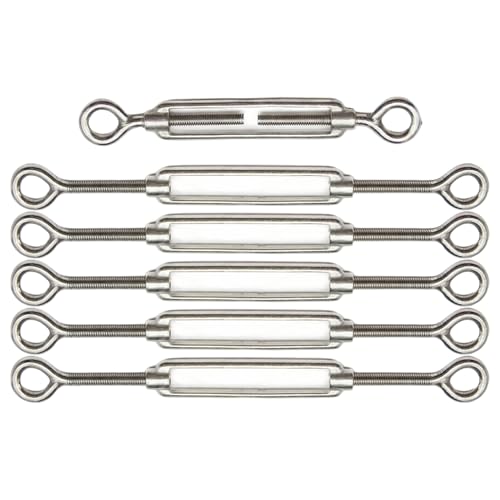 6 piezas Tensores de Acero Inoxidable 304 de Alta Resistencia Ajustables Ojal a Ojal para Tensar Cables y Toldos de Sombra miniatura 5