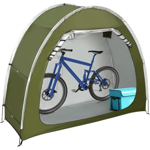 Vlfn 1-2台用自転車テント 防水防塵強化型 UV遮断99%・遮熱加工 屋外簡易ガレージ 省スペース設計 収納袋付き 耐風構造 通気窓付き アウトドア兼用 5分設置神器 (グリーン)