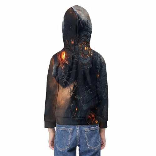 Sweat-shirt à capuche 3D look cybernétique pour le collège - 6