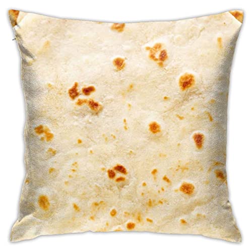 Drissa Funny Food Burritos Tortilla Realistic Print Pillow Covers Decorative Throw Pillowcase 18x18 Inch Square Couch Cushion Cover for Home Decor Sofa Living Room Bed Car Sofa