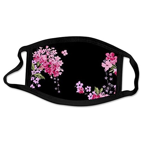 GoldenEL Fashion Cloth Face Cover Washable Adult Men Women Unisex- Flower 2 Black Cover